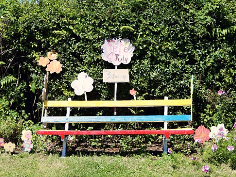 Decorated park bench